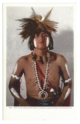 1902 Taqui Hopi Moki Snake Priest Native American Indian Postcard