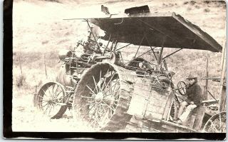 Rppc Case Steam Engine Tractor Tipped Sideways Real Photo Postcard