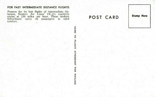 Eastern Air Lines Modern DC - 4 SILVERLINER Aircraft Advertising Postcard 2