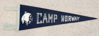 Unidentified Camp Norway Vintage Felt Pennant Boy Scout Ww2 Hunting Fishing ?