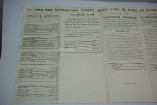 1902 Foster,  Ri Election Ballot Vote Totals Charles D Kimball Republican Ticket