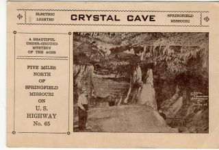 Circa 1930 Postcard,  Crystal Cave,  Springfield,  Missouri
