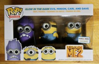 Funko Pop Despicable Me 3 Pack Figures,  Glow In The Dark Evil Minion,  Carl,  Dave