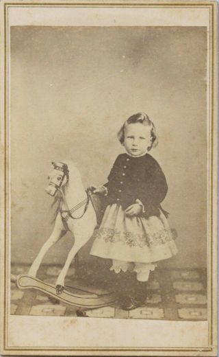 Listing Cdv Albumen Of A Pretty Little Lady And A Rocking Horse