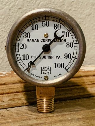 Dated 1925: Vintage Brass Pressure Gauge Design By Us Gauge Ny,  Steam,  Steampunk