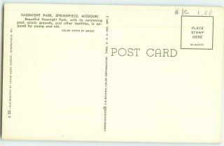 Springfield Missouri MO Fassnight Park 1960s Chrome Postcard 24460 2