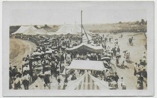 (3383) 1907 Rppc Crowd & Buggies By Tents At The County Fair Pratt Kansas