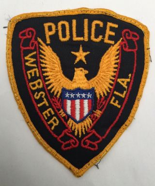 Webster Police,  Florida Old Cheesecloth Shoulder Patch Defunct Police Dept