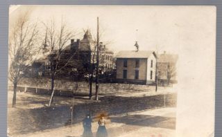 Findlay,  Ohio,  Postcard,  Rppc.  St.  Michales School And Church Steeple,  House No.
