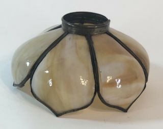 Antique Vintage Small 6 Panel Amber Carmel Slag Glass Lamp Shade