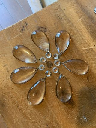 7 Large Vintage Antique Glass Flatback Tear Drop Chandelier Crystals