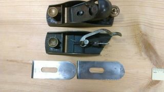 Vintage Stanley Block Planes,  9 - 1/4 And 9 - 1/2,  With 2 Sw Irons