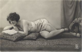 Rare Old French Real Photo Postcard Art Deco Nude Study 1920s Rppc 254