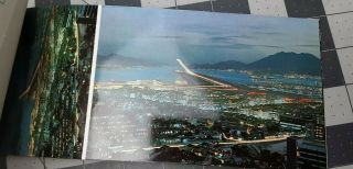 Hong Kong China By Night 1964 Vintage Postcard Book,  Kai Tak Airport,  10 Cards