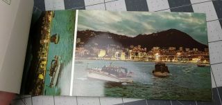 Hong Kong China By Night 1964 Vintage Postcard book,  Kai Tak airport,  10 cards 5