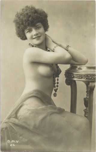 Rare Old French Real Photo Postcard Art Deco Nude Study 1920s Rppc 456