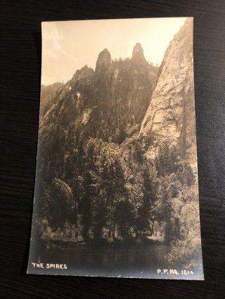 Azo Rppc Postcard - Yosemite Ca - View The Spires Pillsbury No.  1e14 Pc