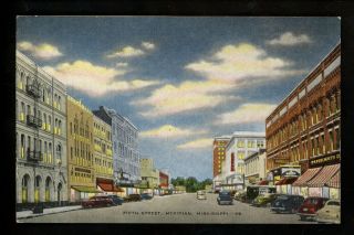 Mississippi Ms Postcard Meridian,  Fifth Street View Linen Kropp