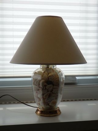 Seashell Filled Glass Table Lamp Beach Ocean Decor (does Not Include Lampshade)