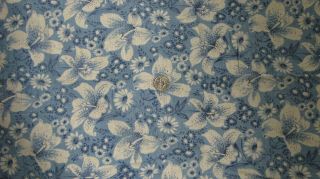 Vintage Uncut Feedsack,  Sky Blue With White Orchids,  42x36 No Holes Or Stains