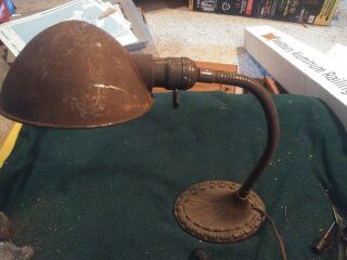 Old Vintage Antique Industrial Gooseneck Desk Lamp Art Deco Cast Iron Office