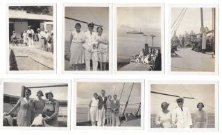 Ss Doric White Star Line Scenes During A Cruise 12 X Vintage Photographs 1932