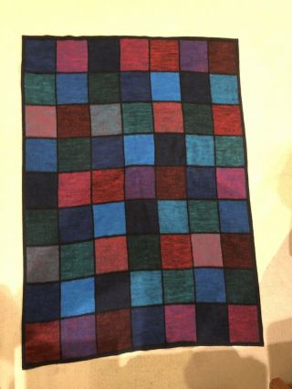 Biederlack Blanket Geometric Rectangles Jewel Tones 79 x 56 USA Acrylic 4