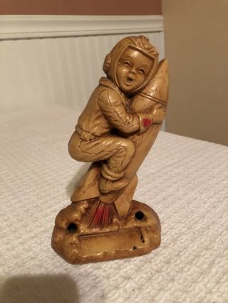 Vintage 1955 Multi - Product Boy Riding Rocket Pencil Holder