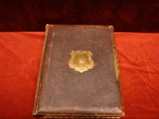 Antique Leather And Brass Photo Album " Jennie From Will Christmas 1873 "