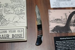 Santa Fe Stoneworks Dinosaur bone demascus steel pocket knife 6