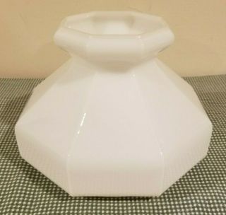Vintage Eight Sided Octagonal White Milk Glass Oil Kerosene Lamp Shade 7 " Fitter