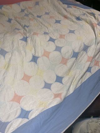 Vintage Hand Quilted&sewn Star Patchwork Quiltquilt 103x94” Shams