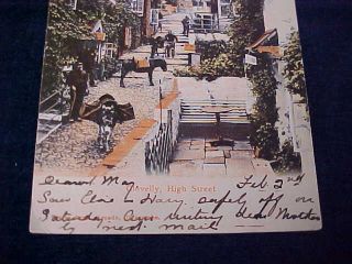 Orig Vintage Chinese China Postcard Clovelly High Street 1909 2