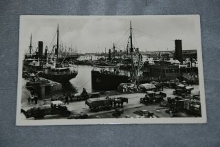 (m461) Vintage Postcard,  Rppc,  Copenhaven Ship Dock Denmark