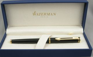 Waterman Maestro Matte Black Lacquer & Gold Rollerball Pen - 1980 
