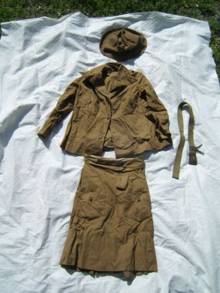 Vintage 1910s 1920s Girl Scout Uniform Hat Cap Shirt Tunic Skirt Belt Buckle Old