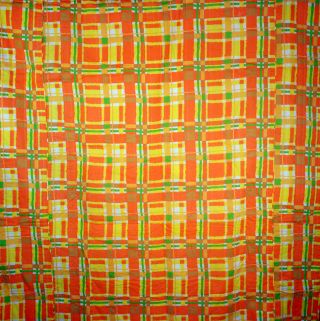 Vintage Mid Century Modern Twin Bedspread Coverlet Retro Orange Green Yellow