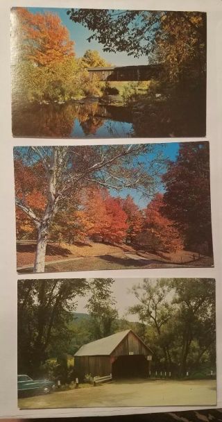 6 Vintage Postcards From Vermont.  Covered Bridge Woodstock,  Grafton,  Ferrisburg,