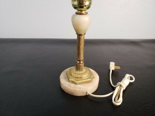 Vtg White Marble and Brass Candlestick Table Lamp Hollywood Regency Classical 5