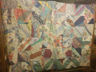 Feed Sack Quilt Top Vintage Antique 72 " X 64 "