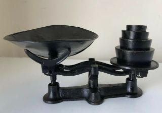 Antique Cast Iron Scale With Weights Steam Punk Decor