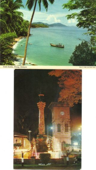 Malaysia Old Postcards X 3 (malacca,  Penang,  Kl Petronas Towers) Good