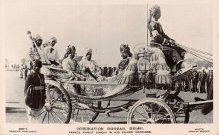 India 1911 Delhi Durbar Sikh Prince Ranjit Singhi Of Punjab In Silver Carriage