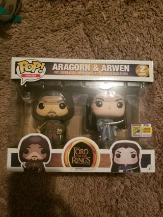 Funko Pop Lord Of The Rings Aragorn & Arwen 2 - Pack 2017 Convention Exclusive
