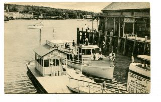 Vintage Postcard Boothbay Harbor Maine Me Nellie G Squirrel Island Pier Dock