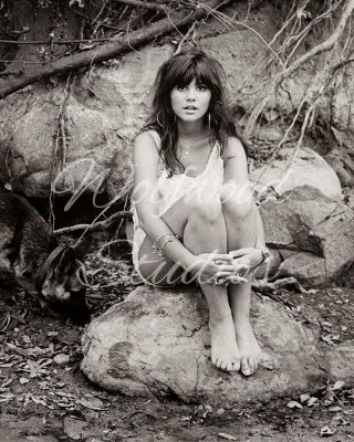 Sexy Linda Ronstadt Sitting On Rock In Wilderness Publicity Photograph