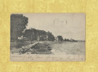 Ct Mystic 1906 Antique Postcard View Of Homes On Mystic Conn To Tampa Fl