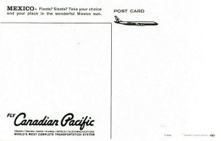 Fly Canadian Pacific to MEXICO Advertising Postcard 2