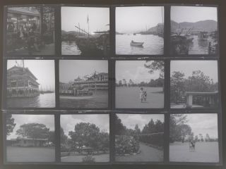12 X Rare B&w Photo Negatives Vintage Hong Kong China Harbor & More 1940s - 1950s