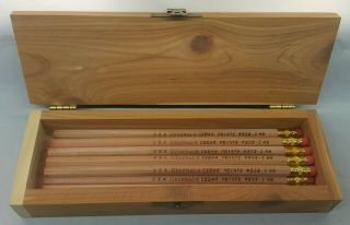 Blackfeet Indian Cedar Wood Pencil Box With 11 General 